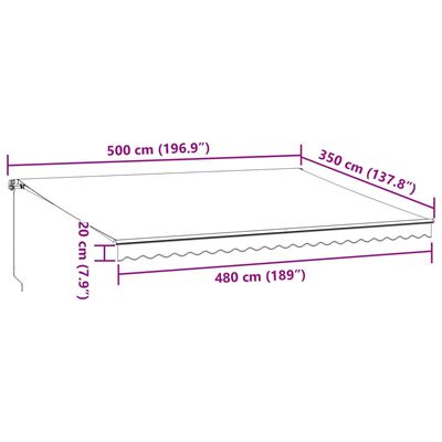 vidaXL Toldo retrátil manual 500x350 cm castanho