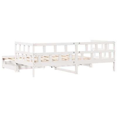 vidaXL Sofá-cama c/ gavetão e gavetas branco 90x190cm madeira de pinho