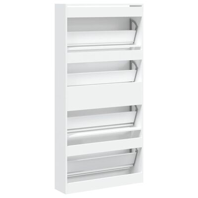 vidaXL Sapateira com 4 gavetas articuladas 80x21x163,5 cm branco