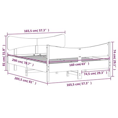 vidaXL Cama sem colchão 160x200 cm madeira de pinho maciça branco