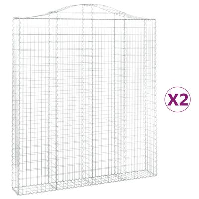 vidaXL Cestos gabião arqueados 2pcs 200x30x220/240cm ferro galvanizado