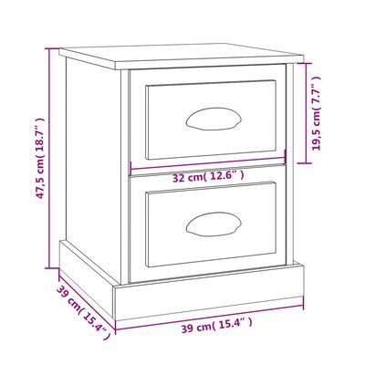 vidaXL Mesa cabeceira 39x39x47,5 cm derivados madeira carvalho sonoma