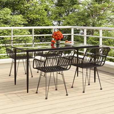 vidaXL 5 pcs conjunto de jantar p/ jardim vime PE preto