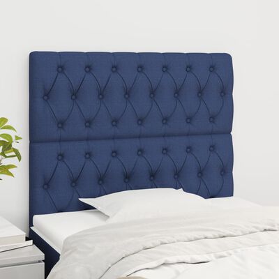 vidaXL Cabeceira de cama 2 pcs tecido 100x7x78/88 cm azul