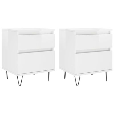 vidaXL Mesa de cabeceira 2 pcs derivados de madeira branco brilhante