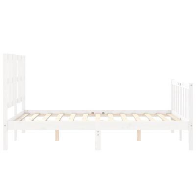 vidaXL Estrutura de cama com cabeceira 140x190cm madeira maciça branco