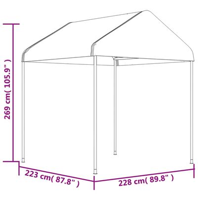 vidaXL Gazebo com telhado 17,84x2,28x2,69 m polietileno branco