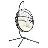 vidaXL Cadeira em forma de ovo suspensa com suporte vime/aço bege