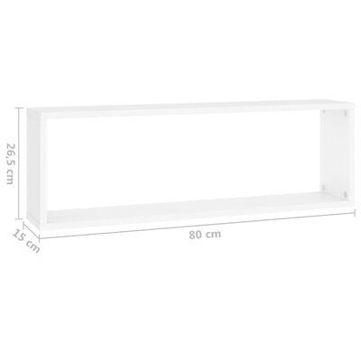 vidaXL Estantes de parede cúbicas 4 pcs contrapl. 80x15x26,5 cm branco