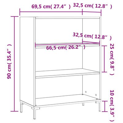 vidaXL Estante 69,5x32,5x90 cm derivados de madeira branco brilhante