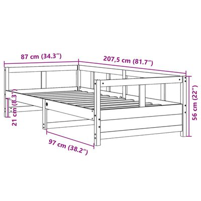 vidaXL Sofá-cama sem colchão 80x200 cm madeira de pinho maciça branco