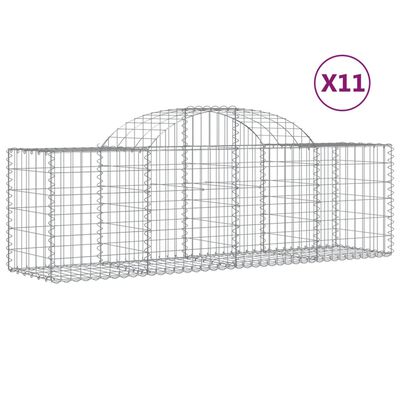 vidaXL Cestos gabião arqueados 11pcs 200x50x60/80 cm ferro galvanizado