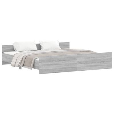 vidaXL Estrutura cama c/ cabeceira e apoio pés 180x200 cm cinza sonoma