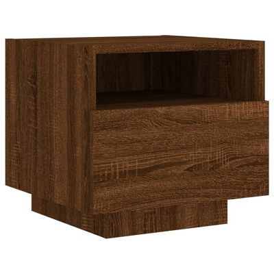 vidaXL Mesa de cabeceira c/ luzes LED 40x39x37 cm carvalho castanho