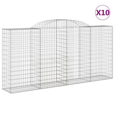 vidaXL Cestos gabião arqueados 10 pcs 300x50x140/160 cm