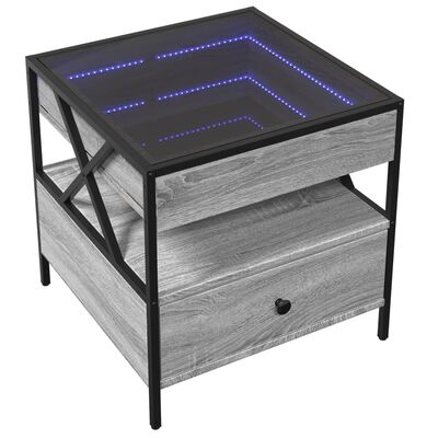 vidaXL Mesa de centro luzes LED Infinity 50x50x51 cm cinzento sonoma