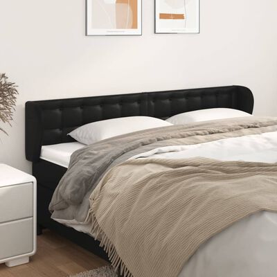 vidaXL Cabeceira cama abas couro artificial 163x23x78/88 cm preto