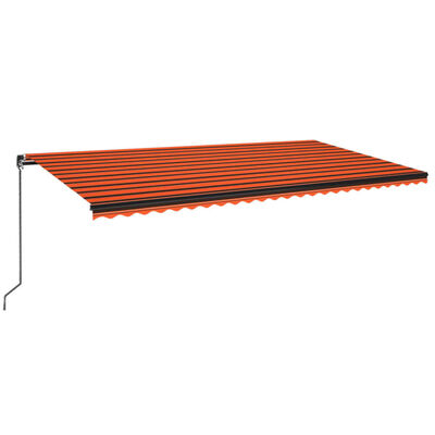 vidaXL Toldo retrátil manual com LED 600x350 cm laranja e castanho