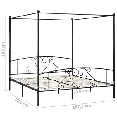 vidaXL Estrutura de cama dossel 180x200 cm metal preto