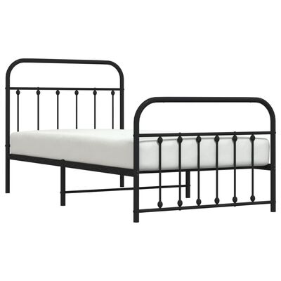 vidaXL Estrutura de cama com cabeceira e pés 100x190 cm metal preto