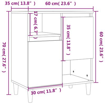 vidaXL Aparadores 2 pcs 60x35x70 cm derivados de madeira cinza cimento