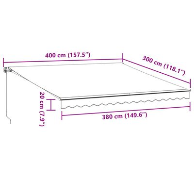 vidaXL Toldo retrátil automático 400x300 cm bordô