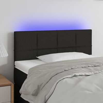 vidaXL Cabeceira de cama c/ luzes LED tecido 80x5x78/88 cm preto