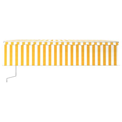 vidaXL Toldo autom. c/ estore/LED/sensor de vento 6x3 m amarelo/branco