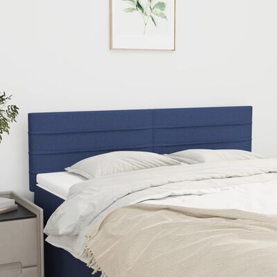 vidaXL Cabeceira de cama 2 pcs tecido 72x5x78/88 cm azul