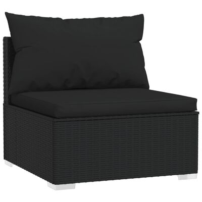 vidaXL 6 pcs conjunto lounge de jardim c/ almofadões vime PE preto