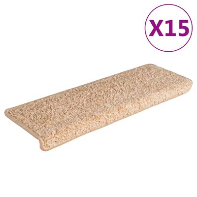 vidaXL Tapete/carpete para degraus 15 pcs 65x21x4 cm dourado