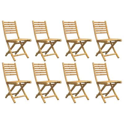 vidaXL Cadeiras de jardim dobráveis 8 pcs 43x54x88 cm bambu