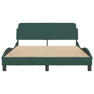 vidaXL Estrutura de cama c/ cabeceira 120x200 cm veludo verde-escuro