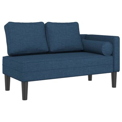 vidaXL Chaise lounge com almofadões tecido azul