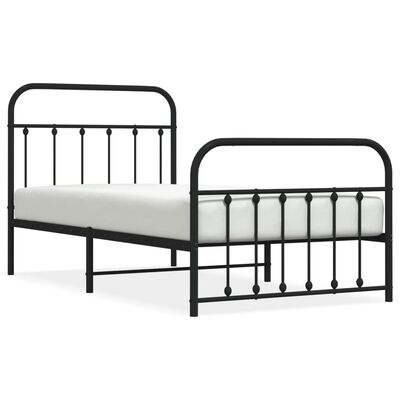 vidaXL Estrutura de cama com cabeceira e pés 100x190 cm metal preto