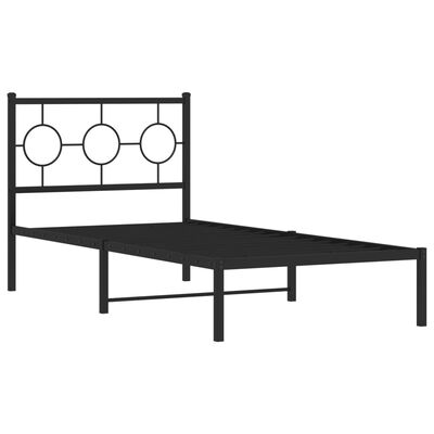 vidaXL Estrutura de cama com cabeceira 90x200 cm metal preto