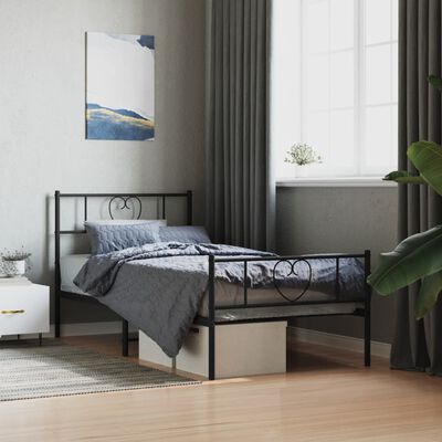 vidaXL Estrutura de cama com cabeceira e pés 100x200 cm metal preto