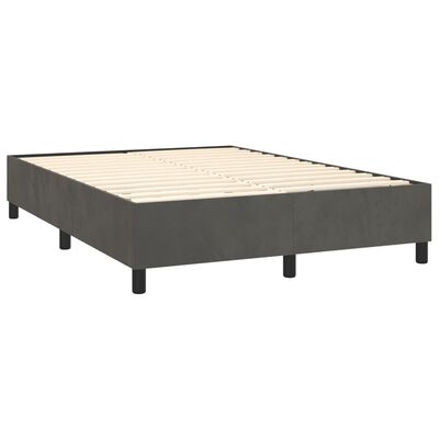 vidaXL Cama com molas/colchão 140x200 cm veludo cinzento-escuro