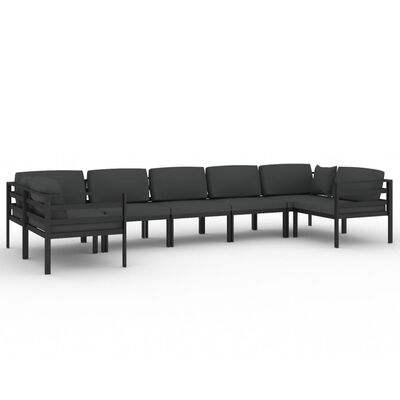 vidaXL 7 pcs conjunto lounge jardim com almofadões alumínio antracite