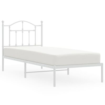 vidaXL Estrutura de cama com cabeceira 90x200 cm metal branco