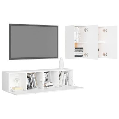 vidaXL 4 pcs conjunto de móveis de TV derivados de madeira branco