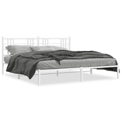 vidaXL Estrutura de cama com cabeceira 193x203 cm metal branco