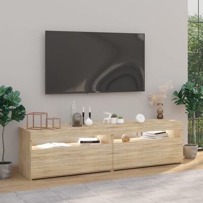 vidaXL Móveis de TV com luzes LED 2 pcs 75x35x40 cm carvalho sonoma