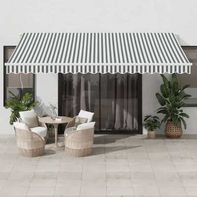 vidaXL Toldo retrátil manual 450x300 cm antracite e branco