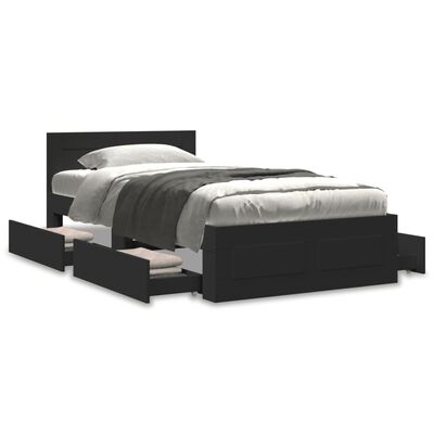 vidaXL Estrutura cama cabeceira 75x190 cm derivados de madeira preto