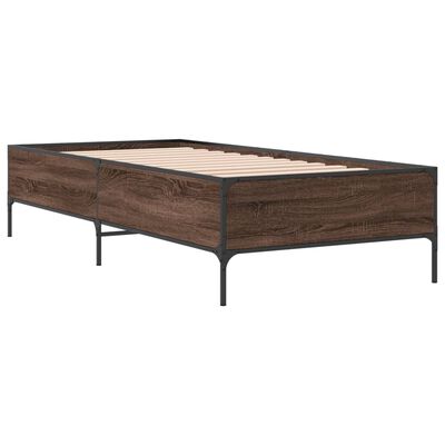 vidaXL Estrutura de cama derivados de madeira/metal carvalho castanho