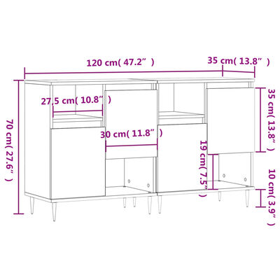 vidaXL Aparadores 2 pcs derivados de madeira carvalho sonoma