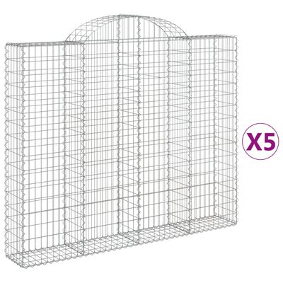 vidaXL Cestos gabião arqueados 5pcs 200x30x160/180cm ferro galvanizado