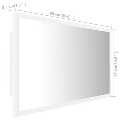 Espelho casa de banho LED 90×8,5×37 cm contr. preto brilhante
