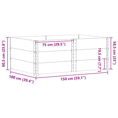 vidaXL Vaso/floreira de jardim 150x100cm madeira de pinho maciça preto